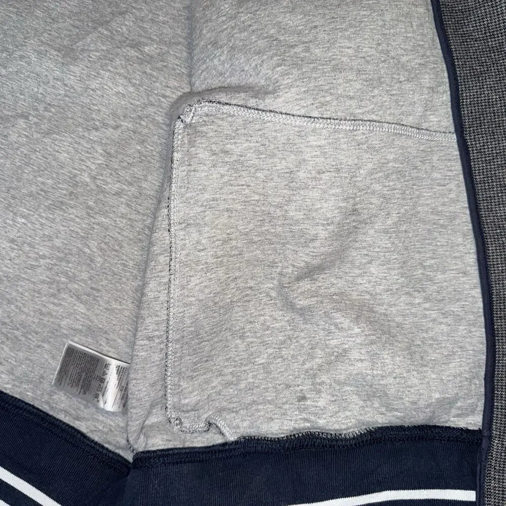 Banana Republic Jacket Mens XL Grey Navy Cotton Knit Full Zip Ribbed‎ Hem Cuffs